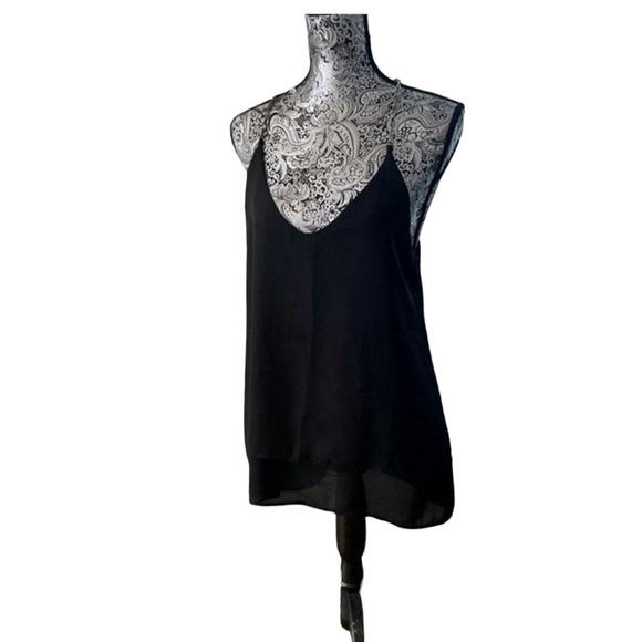 Black Chain String Chiffon Sleeveless Cami Tank Top - Picture 2 of 6